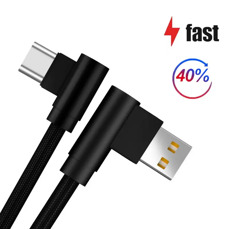 Micro USB Type C Fast Charging L Shape Cable for Sumsang Galaxy S21 S20 for Huawei Type-c L Elbow Android Mobile Phone Wire