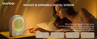 Réveil moderne mini en ABS avec batterie, lumière LED dimmable, double alarme, son naturel, aide au sommeil pour chambre à coucher