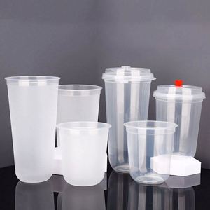 Gobelet jetable en PP à paroi simple en forme de U, avec couvercles de 90 mm, tailles 260 ml/700 ml, pour café glacé, bubble tea et boissons froides - Product Image 1