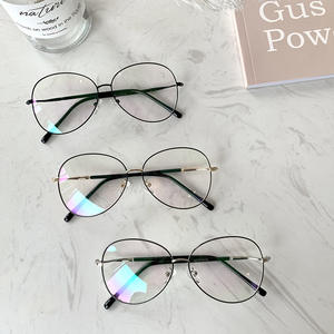 Montures de lunettes irrégulières W4-1945 unisexes, monture complète, verres PC, anti-UV, anti-lumière bleue, forme ovale, style rétro - Product Image 2