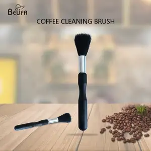 Hochwertiger reiniger aus synthetischem haar mit holzgriff kaffeebohnenbereitung kaffee maschine mühle reinigungsbürste