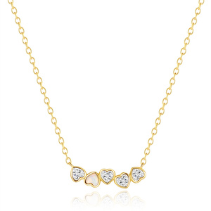 Collar de Plata de Ley S925 Chapado en Oro, Estilo Simple para el Día a Día, con Corazón, Ópalo y Circonita, para el Día de San Valentín - Product Image 1
