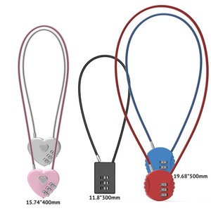 Candado con <span class=keywords><strong>Cable</strong></span> <span class=keywords><strong>Extra</strong></span> Largo, Candado con Combinación de 3 Dígitos para Equipaje, Casco, Cesta - Product Image 1