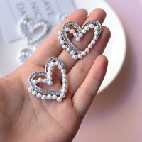 Dolce diamante intarsiato perla cuore in resina accessori per capelli forcina cianfrusaglie decorazione Charm retro piatto fai da te