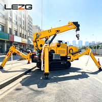 Grue araignée compacte sur chenilles 3T 6T avec télécommande sans fil et stabilisateurs hydrauliques pour la rénovation et le levage en bâtiment