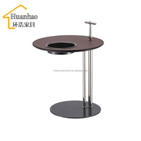 Table d'appoint moderne de haute qualité et bon marché pour salon, en cuir orange selle, métal, petite table d'angle pour ordinateur portable