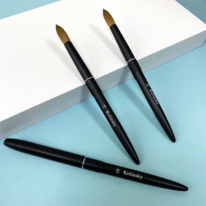 मैट ब्लैक मेटल हैंडल नए नाखून पाउडर पेन पेशेवर ऐक्रेलिक नाखून कला ब्रश आकार 14 16 18 राउंड प्रकार 100% 80% कोलिंस्की - Product Image 2