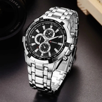 Reloj de Cuarzo para Hombre 8023, Deportivo, Casual, de Moda, con Correa de Acero Inoxidable, Resistente al Agua, de Lujo, Estilo Antiguo, Caja de Aleación Simple