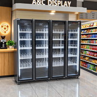 Refroidisseur d'air commercial vertical en acier inoxydable avec affichage numérique pour boissons, idéal pour les cantines et les halls de restauration