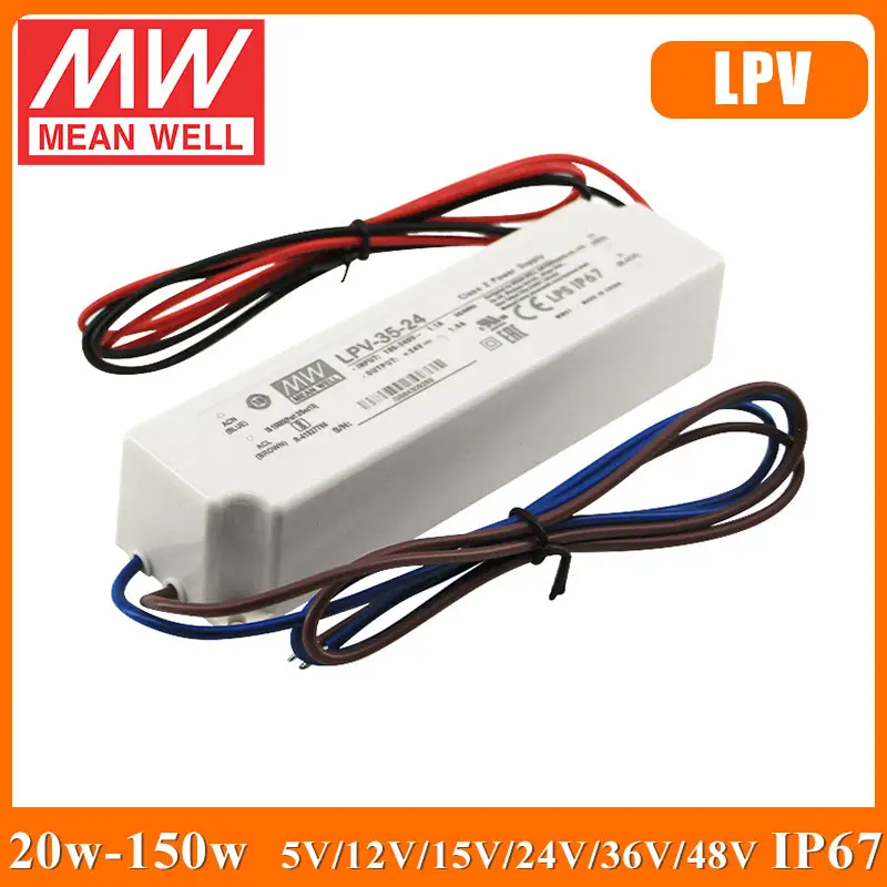 MEANWELL 40W-600W H-L-G Series 36V 48V 12V 24V IP67 Waterproof LED Driver 100w 150w 200w