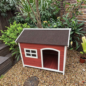 Villa pour chien en bois massif SHUNDA SDD008 avec motif imprimé pour chiens moyens/grands - Maison pour animaux de compagnie d'extérieur toutes saisons - Product Image 4