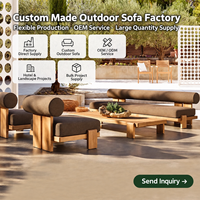 Elegantes Modernes Massives Teakholz Umweltfreundliches Langlebiges Outdoor-Esszimmer-Sofa-Set Komfortable Kissen für Hotel Villa Innenhof Park