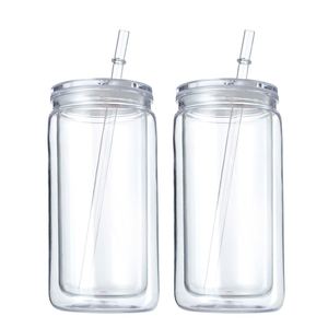 Lot de 25/50 gobelets en plastique à double paroi de 16 oz sans BPA avec couvercle push-pull et paille, pour boire directement, résistants à l'eau bouillante, pré-perforés - Product Image 2