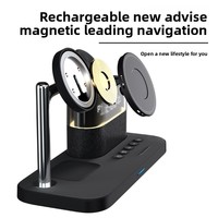 5-in-1 Magnetische Draadloze Stand Dock Oplader met Houder voor iPhone 15/14/13, LED Nachtlampje, Wekker, 15W Snelladen