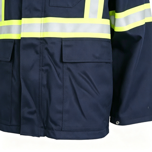 Navy Blue Men's Hi Vis Reflective Safety Jacket | Waterproof Quilted Padded Winter Work Coat Custom Logo - Product Image 6