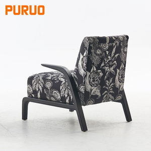<span class=keywords><strong>Poltrona</strong></span> Relax PURUO per Soggiorno, Gambe in Legno Nero, Rivestimento in Pelle Grigia, Sedia Reclinabile per Hotel - Product Image 6