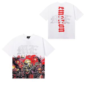 เสื้อยืดคอกลมแขนสั้นผ้าฝ้ายปักโลโก้สไตล์เรโทรแบรนด์อเมริกันคุณภาพสูง ประดับด้วยคริสตัล ดีไซน์ทันสมัยแนวฮิปฮอปสำหรับผู้ชาย - Product Image 2