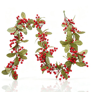 Guirlande de baies artificielles de Noël Jiebang 100cm-200cm, fleurs en soie pour décoration de cheminée et présentation festive à la maison - Product Image 4