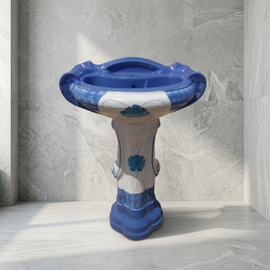 Lavabo de lavabo de pedestal redondo independiente de una pieza de lujo a la venta Lavabo de cerámica - Product Image 2