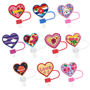 10mm Offre Spéciale coeur anti-poussière Compatible <span class=keywords><strong>paille</strong></span> couverture réutilisable mignon Silicone souple personnalisation verre <span class=keywords><strong>paille</strong></span> avec charme - Product Image 4