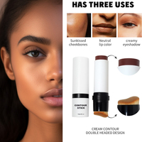 Marque privée personnalisée Vegan Double-tête maquillage balayage bronzeur pour peau foncée avec brosse Oem crème correcteur et Contour Stick
