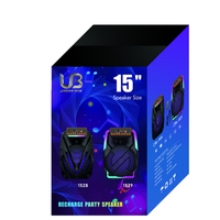 Haut-parleur DJ 15 pouces avec lumière LED RGB, batterie 5.0 30W 3600mAh, micro sans fil, contrôle par application, pour karaoké, home cinéma, fêtes en extérieur