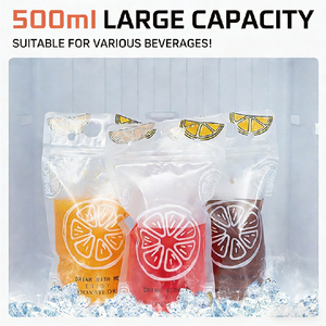 Customized Freezable Juice Translucent Reclosable Stand up Zipper Plastic <strong>Pouches</strong> Cold Hot <strong>Drink</strong> Bags for Adults &amp; Kids OEM - Product Image 3