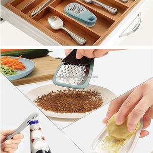 Ensemble d'ustensiles de cuisine 3 pièces : éplucheur à <span class=keywords><strong>julienne</strong></span> pour légumes, presse-ail et gingembre, outils de cuisine empilables, accessoires - Product Image 5