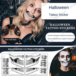 Hot New Halloween Thriller Tattoo Sticker on para <span class=keywords><strong>Amazon</strong></span> Temporal Lip Makeup Decorativo Clavícula Hueso Diseño - Product Image 6