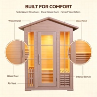 Cabine de sauna en bois moderne pour l'extérieur, sauna sec à infrarouge lointain pour 2-3 personnes, sauna spa domestique en bois pour jardin et cour, vente en gros