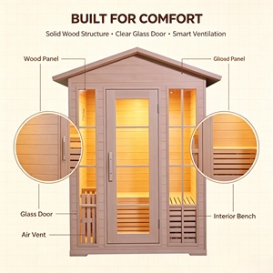 Moderna Cabina de <span class=keywords><strong>Sauna</strong></span> de Madera para Exteriores, <span class=keywords><strong>Sauna</strong></span> Seca de Infrarrojos para 2-3 Personas, <span class=keywords><strong>Sauna</strong></span> de Madera para Jardín o Patio, Venta al Por Mayor - Product Image 6