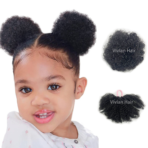 Chignons pour enfants Vivian, style <span class=keywords><strong>Afro</strong></span> <span class=keywords><strong>Puff</strong></span>, doux comme des cheveux humains naturels, sensation au toucher de cheveux Marley Kinky, en vrac pour filles, avec élastique - Product Image 1