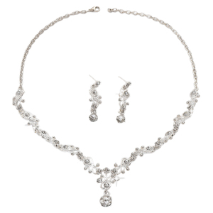 2025 New Exquisite Fashion High Quality <b>Gold</b> Toned Vine Design <b>Necklace</b> <b>and</b> <b>Earrings</b> Crystal Jewelry <b>Set</b> - Product Image 1