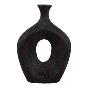 Vaso in Ceramica Ovale con Ritagli, Alto, Moderno, Decorativo per Soggiorno, Camera da Letto, Ufficio, Tavolo d'Appoggio - Product Image 1