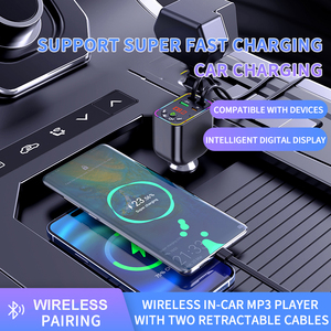 Meilleur cadeau universel rétractable USB C Charge rapide QC3.0 Type c PD <span class=keywords><strong>sans</strong></span> <span class=keywords><strong>fil</strong></span> MP3 BT chargeur de voiture téléphone portable chargeur <span class=keywords><strong>sans</strong></span> <span class=keywords><strong>fil</strong></span> de voiture - Product Image 4
