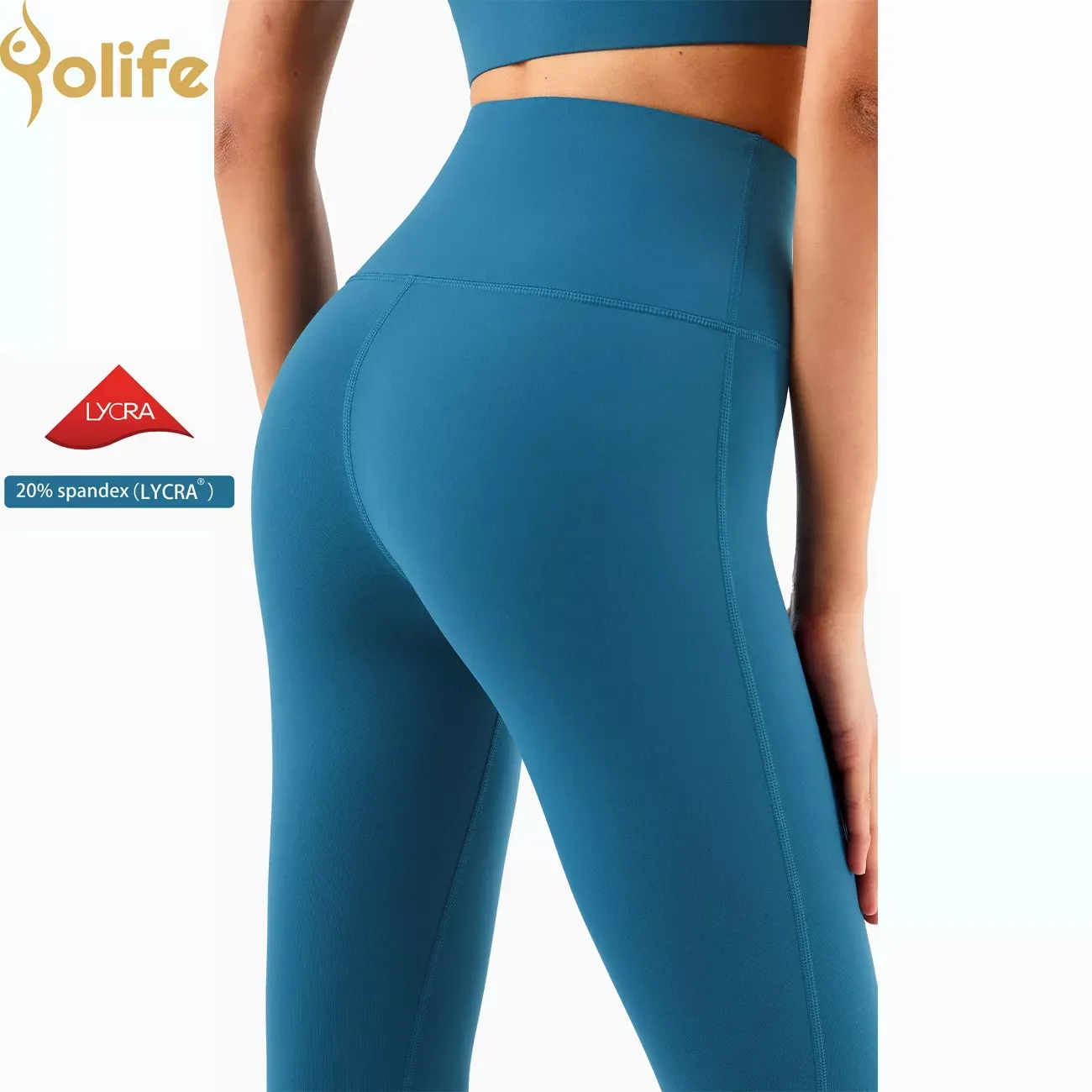 Yolife-mallas de nailon 81% lycra y elastano, pantalones de yoga con cintura alta y realce de trasero, 19%