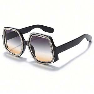 Lunettes de soleil carrées surdimensionnées tendance 2020 pour femmes, avec strass et cristaux scintillants - Product Image 5