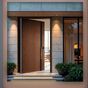 Portes d'entrée élégantes en aluminium avec reconnaissance faciale biométrique, couleur or - Product Image 3