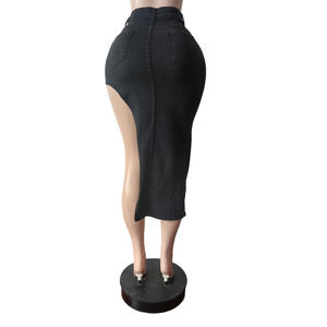 Gonna di alta qualità in <span class=keywords><strong>Denim</strong></span> da <span class=keywords><strong>donna</strong></span> Casual elasticizzato irregolare con toppa ricamata gonna longuette Casual in <span class=keywords><strong>Denim</strong></span> gonna lunga <span class=keywords><strong>abbigliamento</strong></span> <span class=keywords><strong>donna</strong></span> - Product Image 5