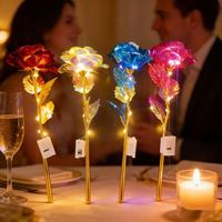 Idées de cadeaux pour la Saint-Valentin et la fête des mères, idées de jouets pour les fêtes et les vacances, fleur en feuille d'or brillante 24 carats, jouet lumineux, jouet fleur