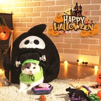 Accessoires de lit pour animaux de compagnie personnalisé Halloween Faucille Fantôme Peluche Chaude Chat Cave Lit Chien Décorations d'Halloween Caverne pour animaux de compagnie Avec Jouet Suspendu