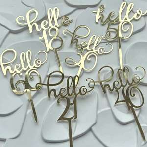 Hello <span class=keywords><strong>18</strong></span> 21 30 40 50 60 acrílico personalizado pastel Topper número para pastel <span class=keywords><strong>de</strong></span> <span class=keywords><strong>cumpleaños</strong></span> decoración pastel accesorio fiesta suministros - Product Image 1