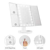 Loupe à écran tactile LED pliable et portable HD Miroir de maquillage carré rotatif à 180 degrés