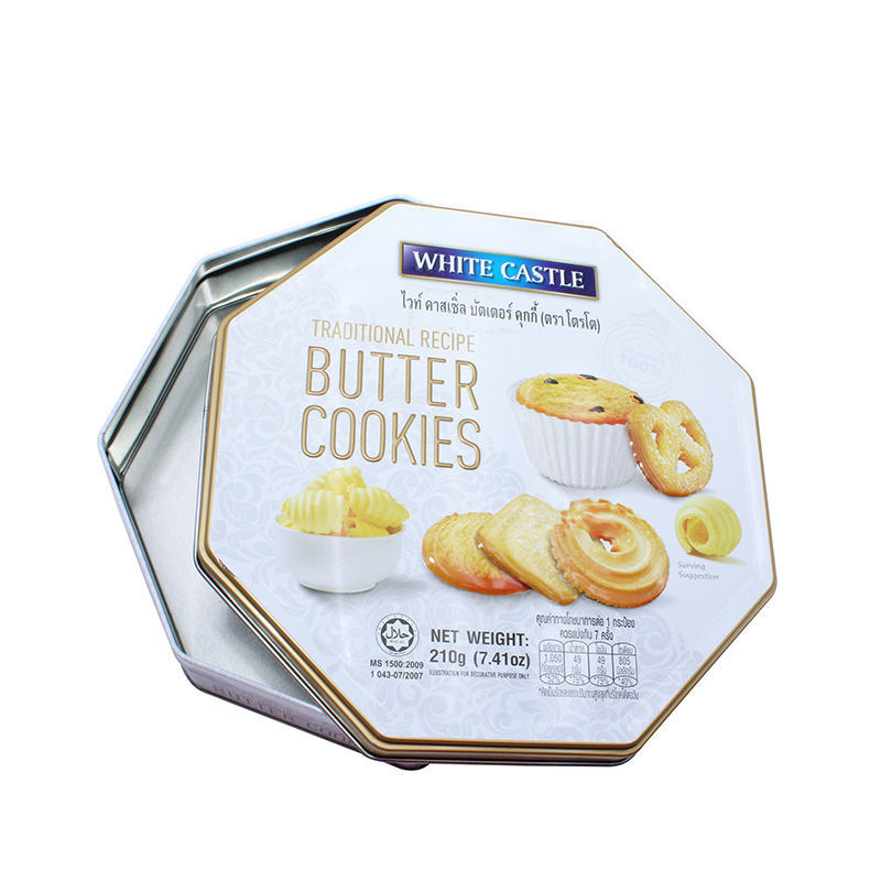 Achteckige Form Blechdosen in Lebensmittelqualität für Kekse und Gebäck mit 3D-Prägung für Süßigkeiten, Schokolade, Snacks und Kuchen| Alibaba.com