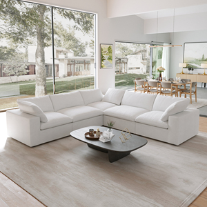 ATUNUS Divano Componibile <span class=keywords><strong>Moderno</strong></span> a Forma di U per <span class=keywords><strong>Soggiorno</strong></span>, Lavabile, 4 Posti, <span class=keywords><strong>Bianco</strong></span>, Stile Nuvola, Set Divani Modulari per Famiglia - Product Image 4