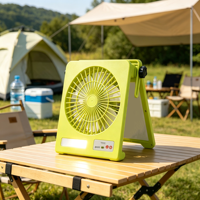Ventilateur solaire portable avec panneau solaire, ventilateur rechargeable avec lumière LED - rechargeable par USB, pliable pour le camping en plein air