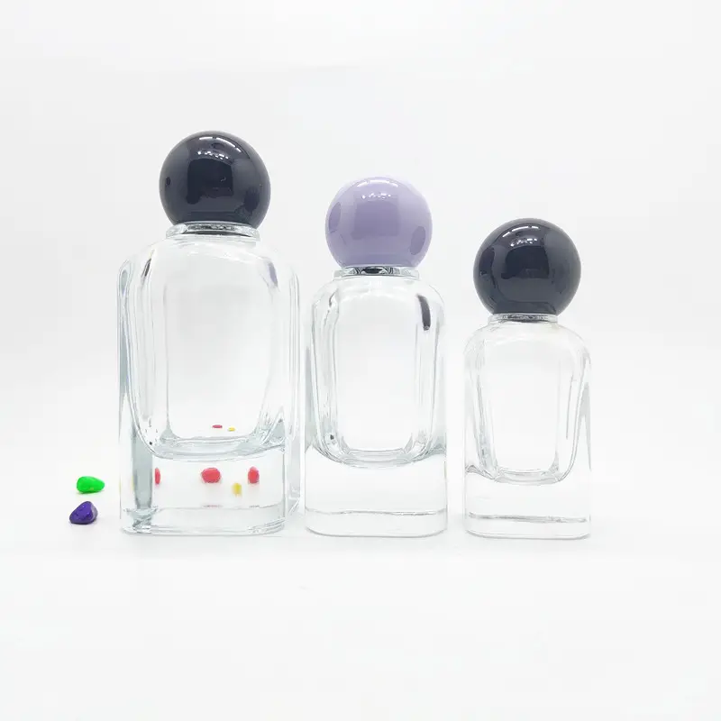 Factory 100 ml 50 ml glass perfume bottle packaging round clear perfumes spray bottle