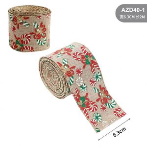ริบบิ้นลวดลายคริสต์มาส ริบบิ้นผ้ากระสอบขอบลวด สำหรับห่อของขวัญ ทำโบว์ DIY ริบบิ้นลายสก็อต ริบบิ้นตกแต่งขอบลวด ริบบิ้นสำหรับพวงหรีด - Product Image 4