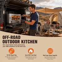 Oven Pemanggang Mini Multifungsi 12V untuk RV & Penggunaan Luar Ruangan, Kompor Mobil Portabel dengan Fungsi Panggang & Hangatkan
