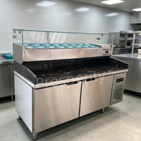 Comptoir réfrigéré commercial monotempérature pour restaurant, bar à salades et sandwichs, table de préparation avec vitrine de protection pour fruits
